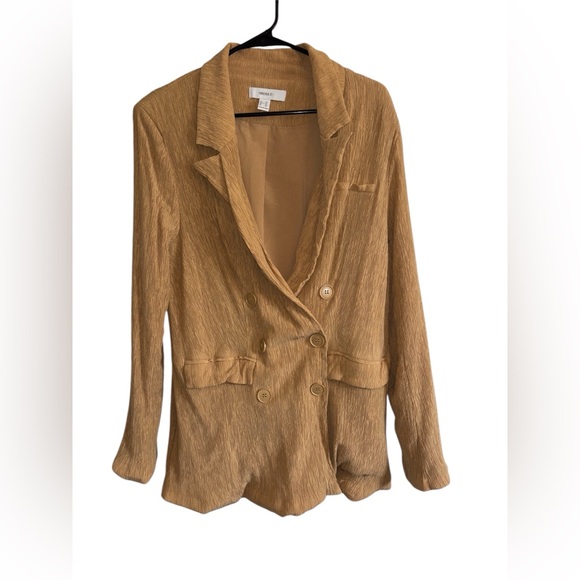 Tan Business Casual Tan Button Up Collared Cardigan Size 0X ( XL) - Picture 1 of 8